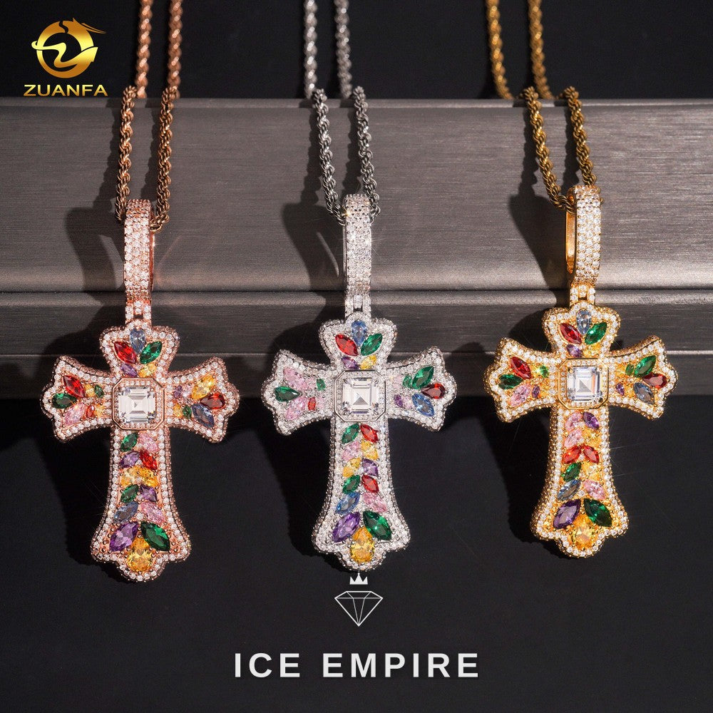 Iced Out Cross Rose Gold Plated Pendant