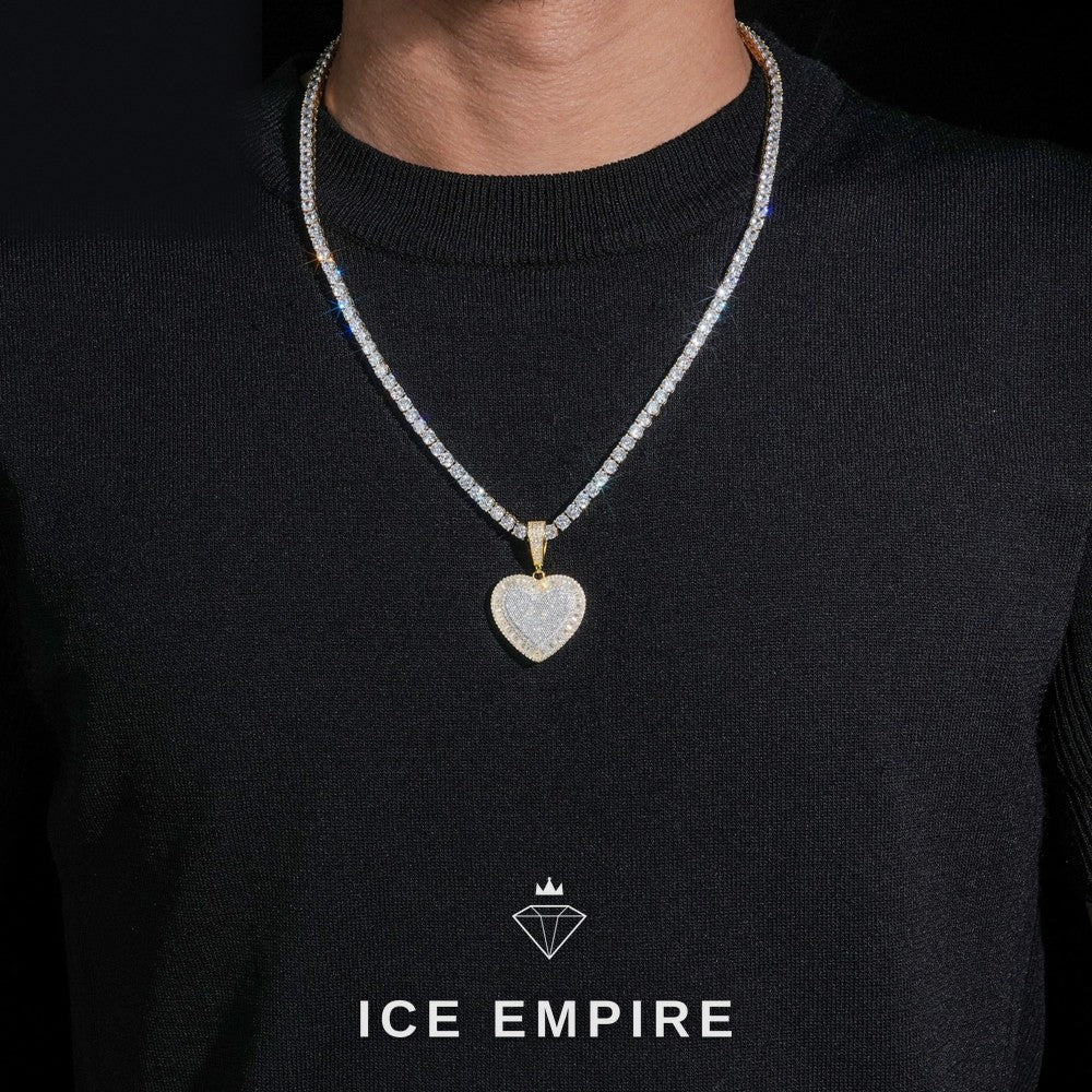 Iced Out Heart 925 Silver Moissanite Pendant