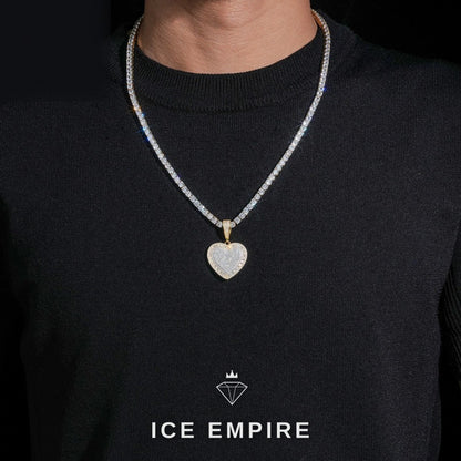 Iced Out Heart 925 Silver Moissanite Pendant