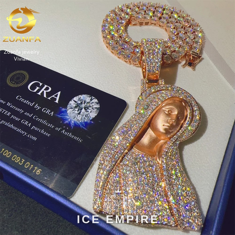 Iced Out Cross 925 Silver Moissanite Pendant