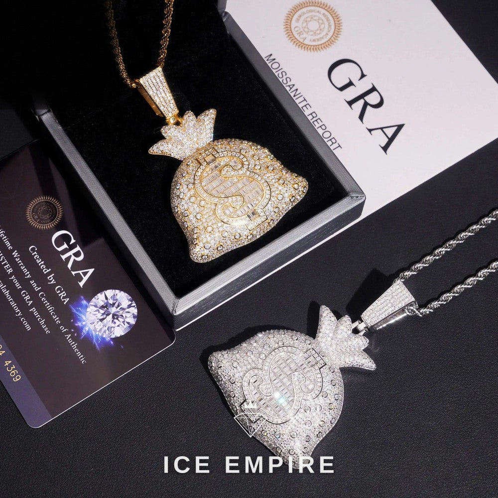 Iced Out 925 Silver Moissanite Pendant