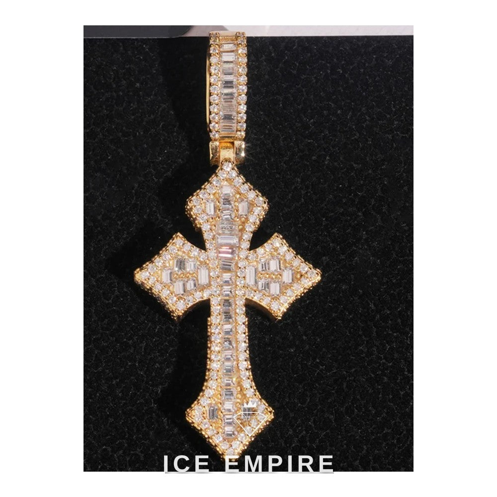 Iced Out Cross 925 Silver Moissanite Pendant