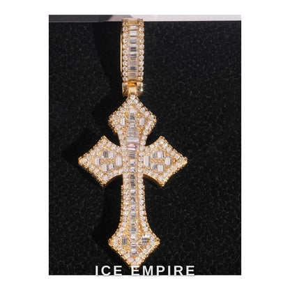Iced Out Cross 925 Silver Moissanite Pendant