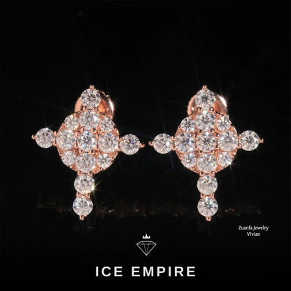 Iced Out Gold Plated Moissanite Stud Earrings