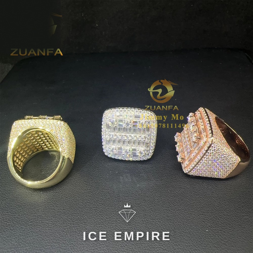 Iced Out Baguette 925 Silver Moissanite Ring