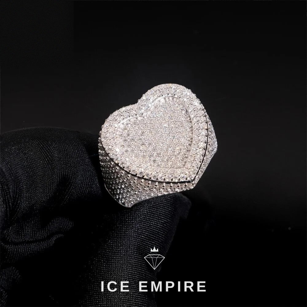 Iced Out Heart Rose Gold Plated Moissanite Ring