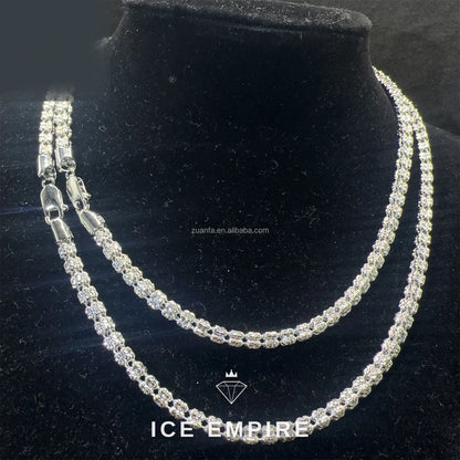 Iced Out 925 Silver Moissanite Cuban Chain