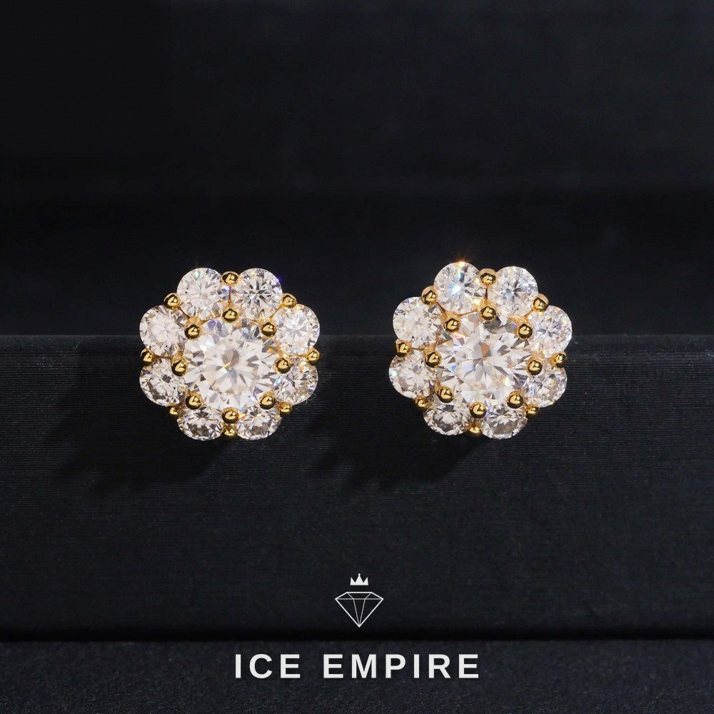 Iced Out 925 Silver Moissanite Stud Earrings