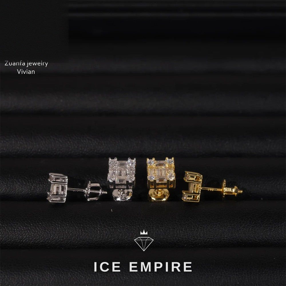Iced Out Rose Gold Plated Moissanite Earrings
