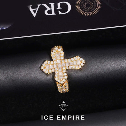 Iced Out Cross 925 Silver Moissanite Ring