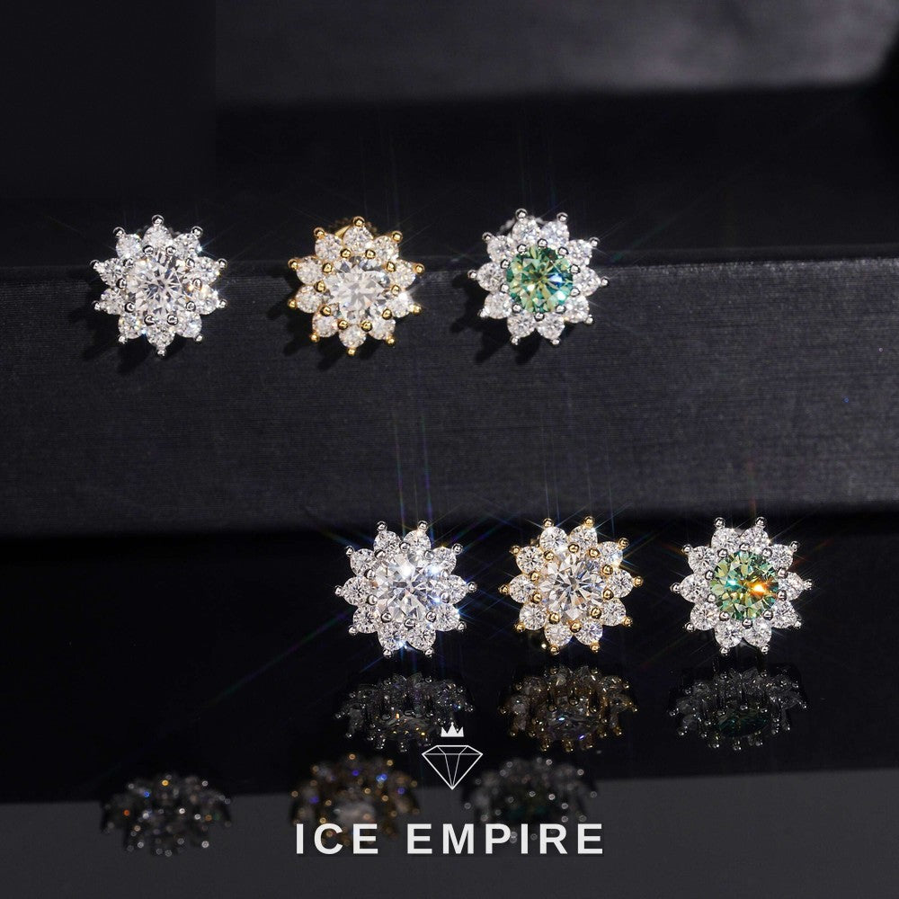 Iced Out 925 Silver Moissanite Stud Earrings