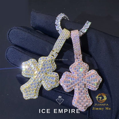 Iced Out Baguette 925 Silver Pendant
