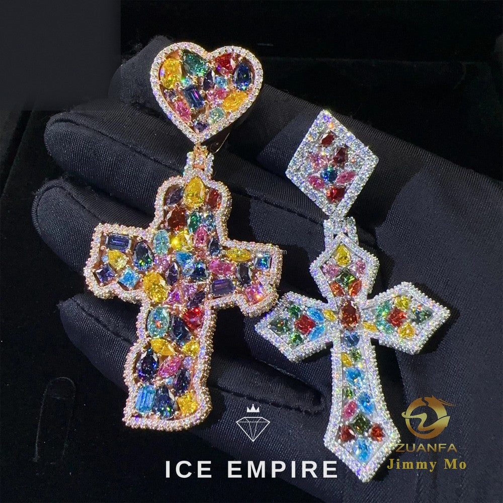 Iced Out Cross 925 Silver Pendant