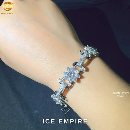 Iced Out 925 Silver Moissanite Cuban Chain