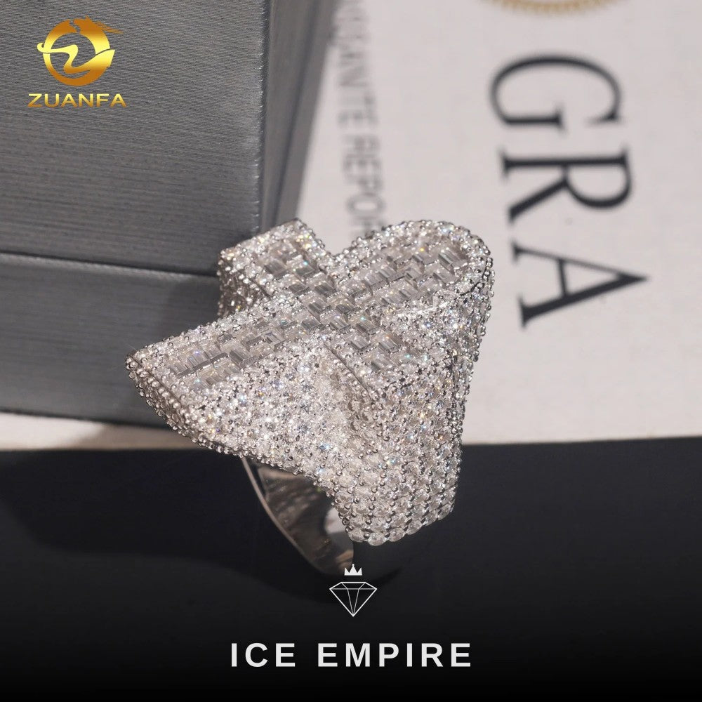 Iced Out Baguette Rose Gold Plated Moissanite Ring