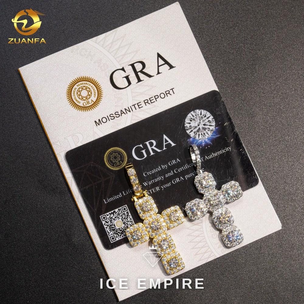 Iced Out Cross 925 Silver Moissanite Pendant