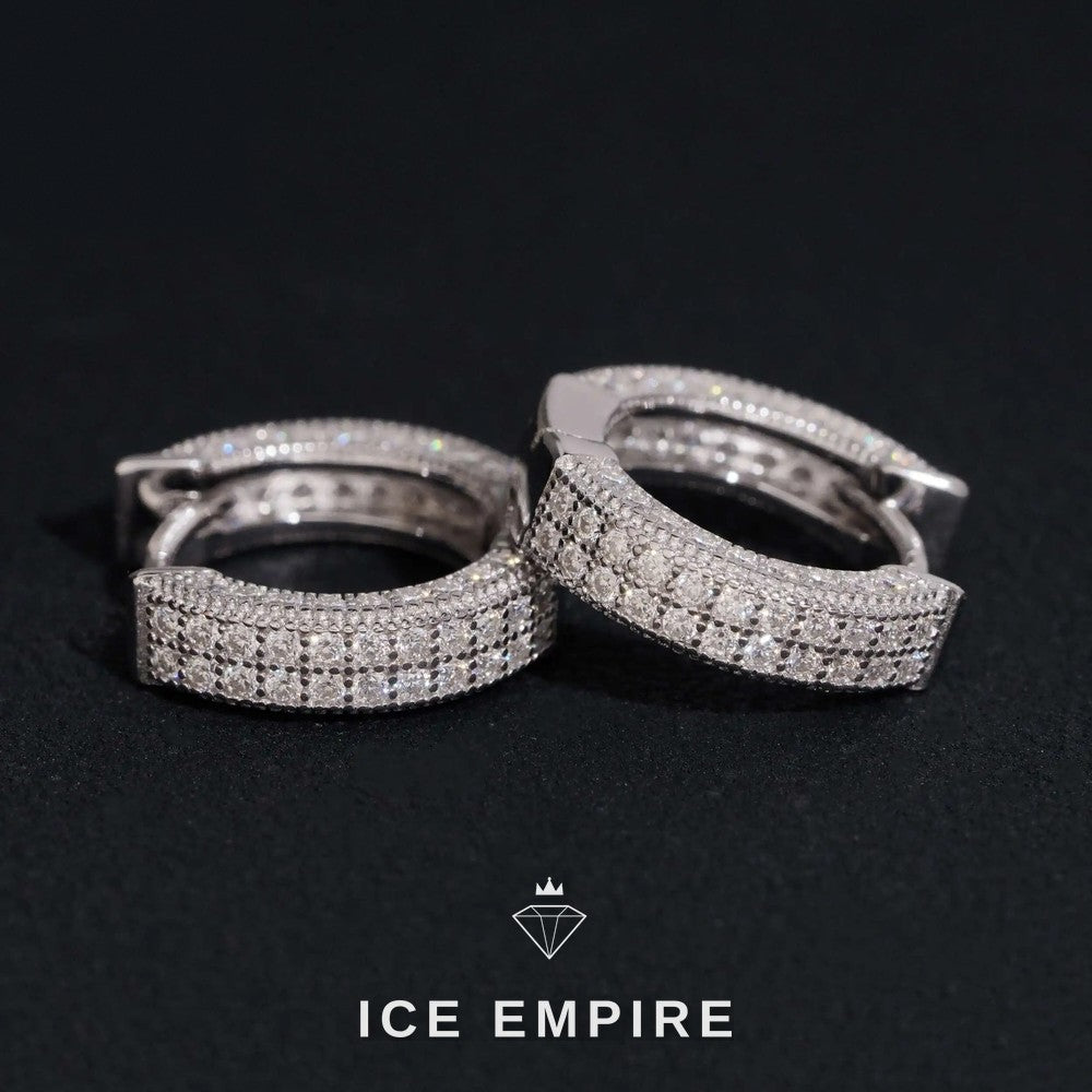 Iced Out 925 Silver Moissanite Hoop Earrings