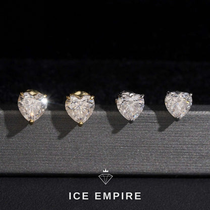 Iced Out Heart 10K Gold Lab Grown Diamond Stud Earrings