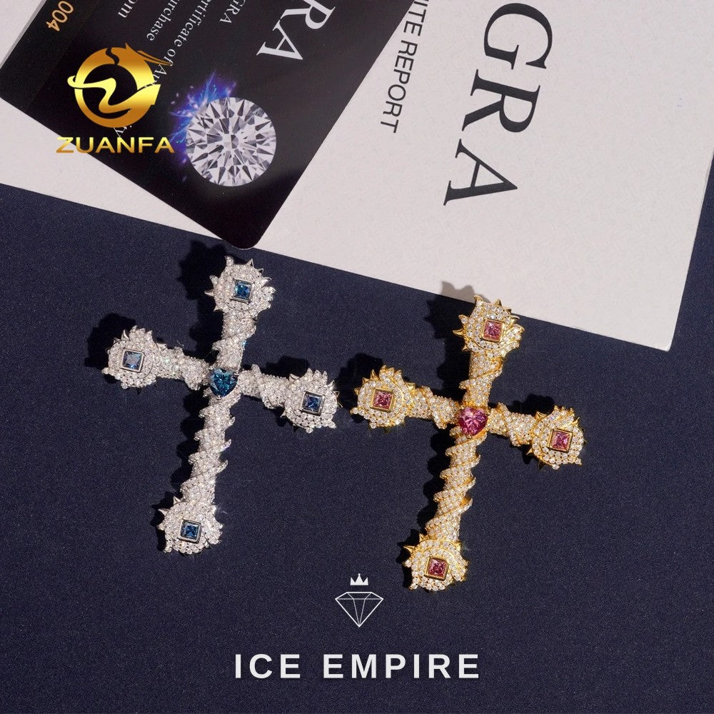 Iced Out Cross 925 Silver Pendant