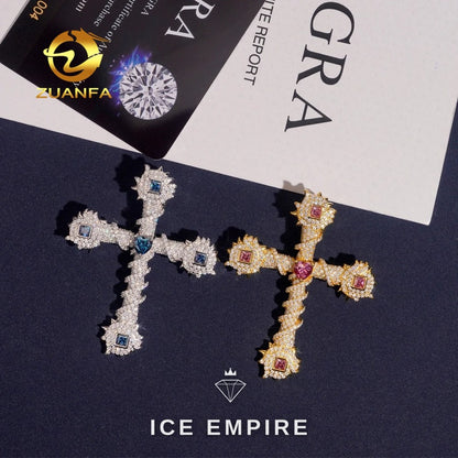 Iced Out Cross 925 Silver Pendant