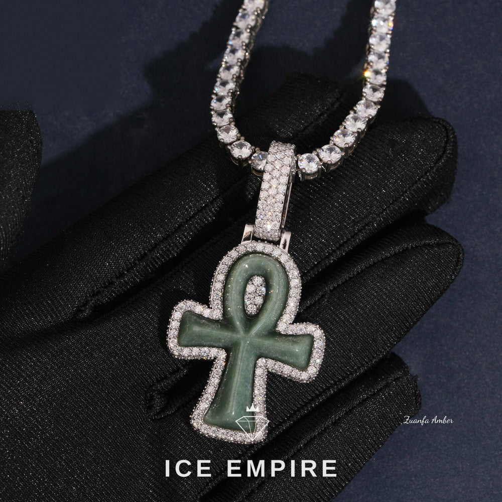 Iced Out Cross 925 Silver Lab Grown Diamond Pendant
