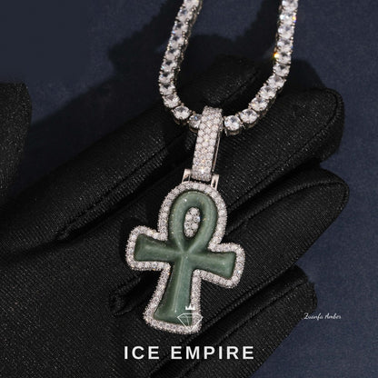 Iced Out Cross 925 Silver Lab Grown Diamond Pendant
