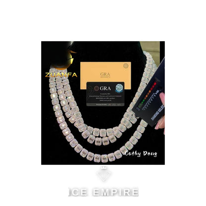 Iced Out Baguette Rose Gold Plated Moissanite Cuban Chain