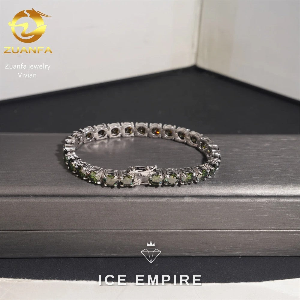 Iced Out 925 Silver Moissanite Tennis Chain
