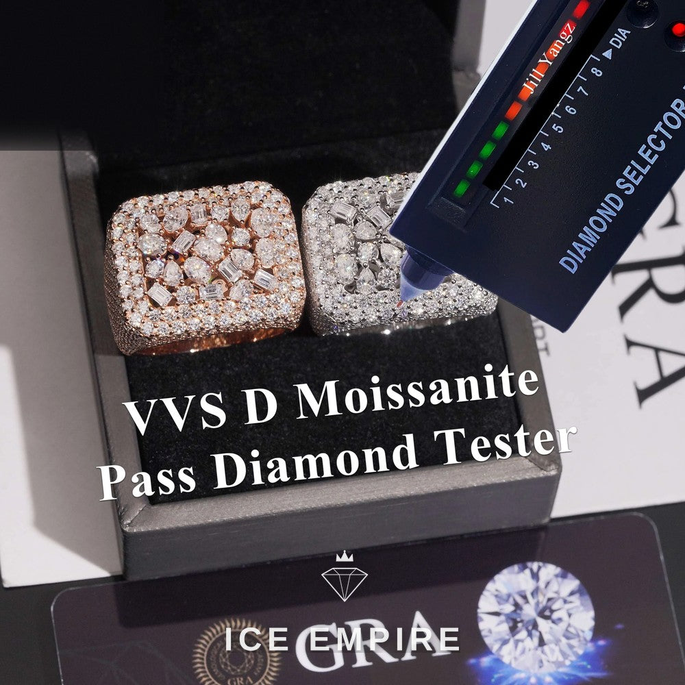 Iced Out Baguette 925 Silver Moissanite Ring