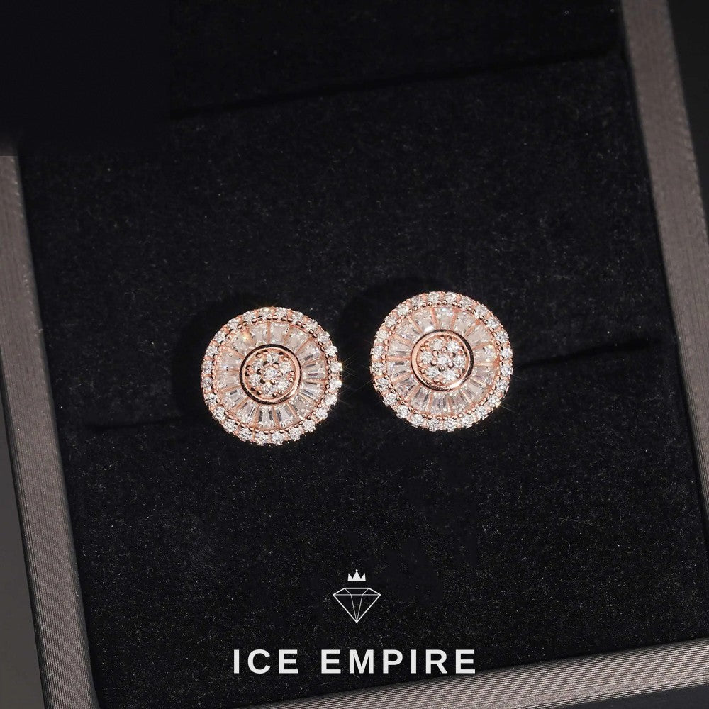 Iced Out Baguette Gold Plated Moissanite Stud Earrings