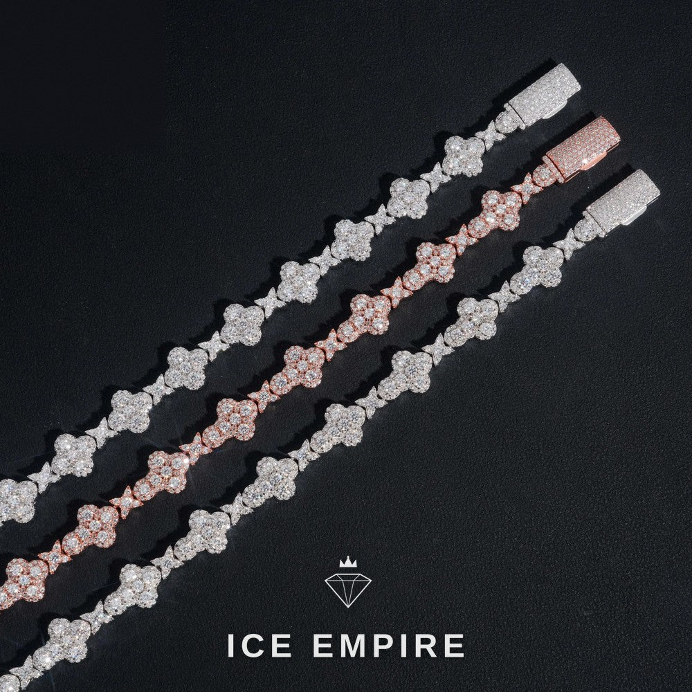 Iced Out Cross Rose Gold Plated Moissanite Cuban Chain