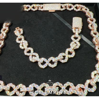 Iced Out Rose Gold Plated Moissanite Cuban Chain