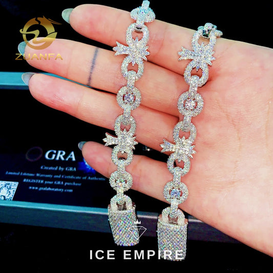 Iced Out Cross 925 Silver Moissanite Cuban Chain