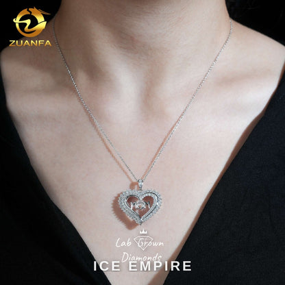 Iced Out Heart 925 Silver Lab Grown Diamond Pendant