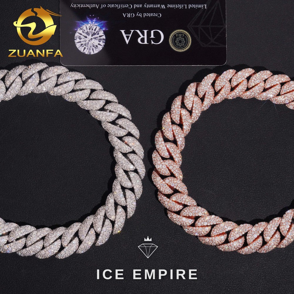 Iced Out Rose Gold Plated Moissanite Cuban Chain