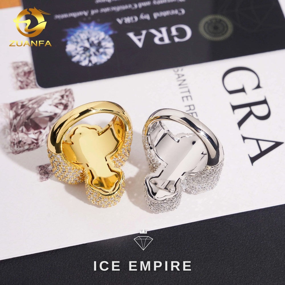 Iced Out Cross Gold Plated Moissanite Ring