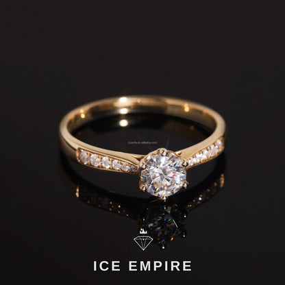 Iced Out 14K Gold Moissanite Engagement Ring