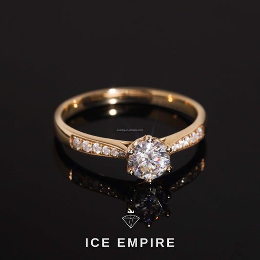 Iced Out 14K Gold Moissanite Engagement Ring