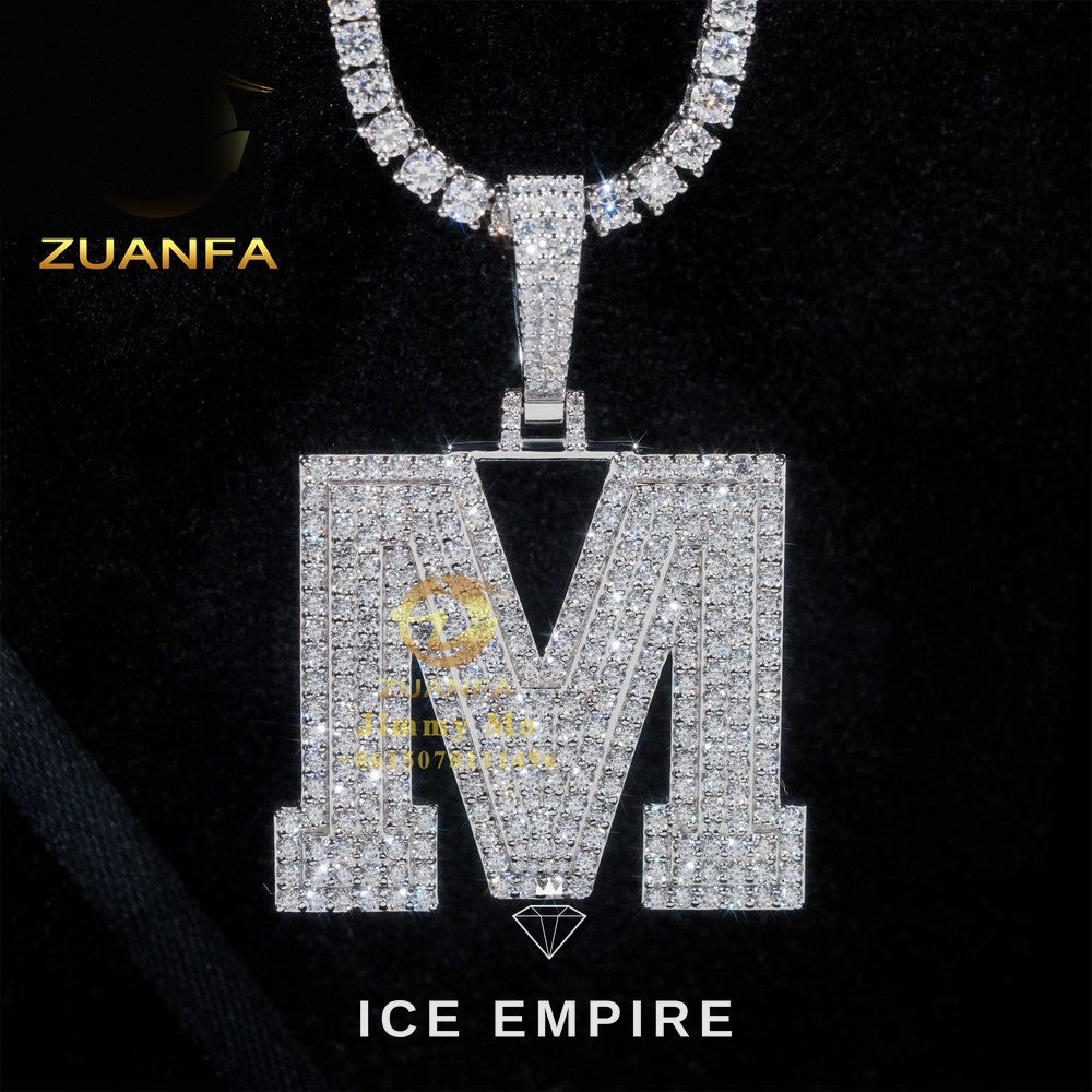 Iced Out 10K Gold Moissanite Pendant