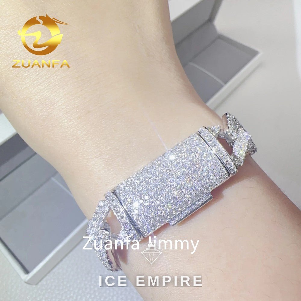 Iced Out 925 Silver Moissanite Cuban Chain