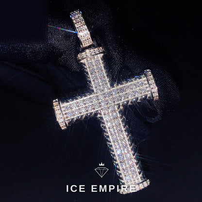 Iced Out Cross Rose Gold Plated Moissanite Pendant