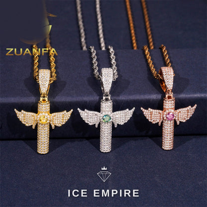 Iced Out Cross Rose Gold Plated Moissanite Pendant