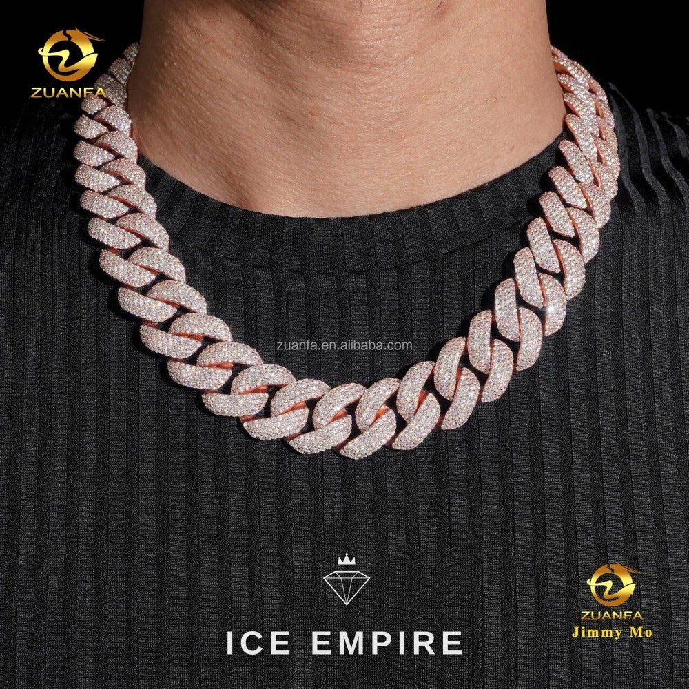 Iced Out Rose Gold Moissanite Cuban Chain