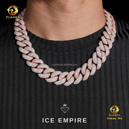 Iced Out Rose Gold Moissanite Cuban Chain