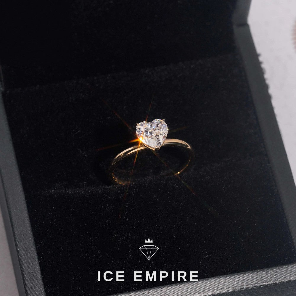 Iced Out Heart 14K Gold Moissanite Wedding Band