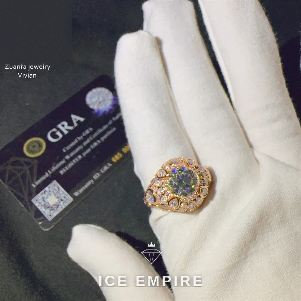 Iced Out 925 Silver Moissanite Ring