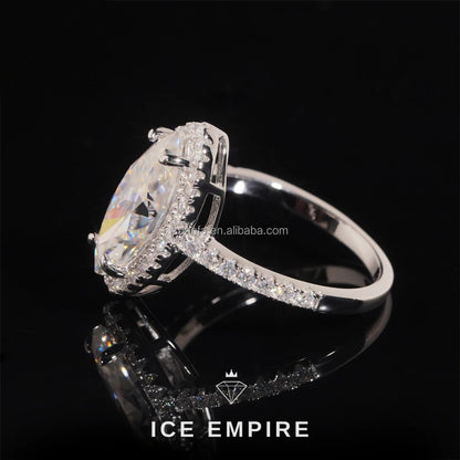 Iced Out 925 Silver Moissanite Engagement Ring