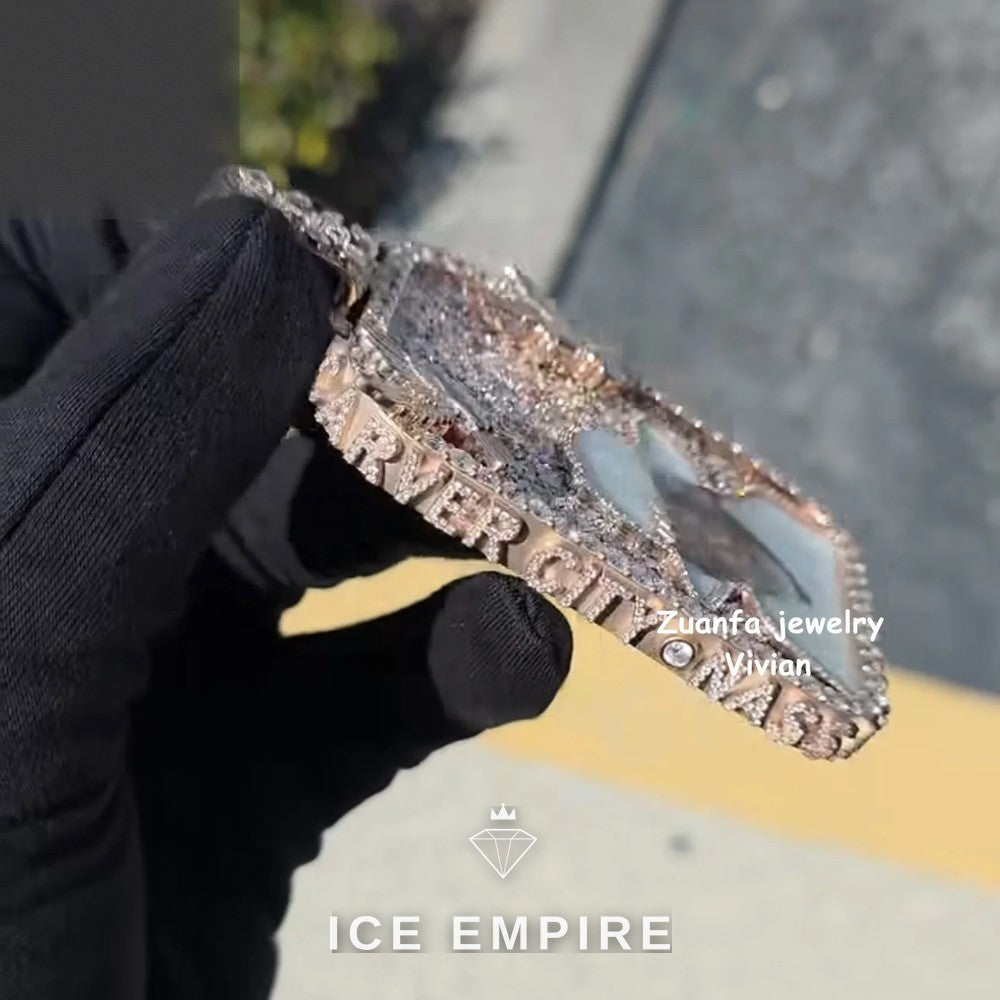 Iced Out 925 Silver Moissanite Pendant