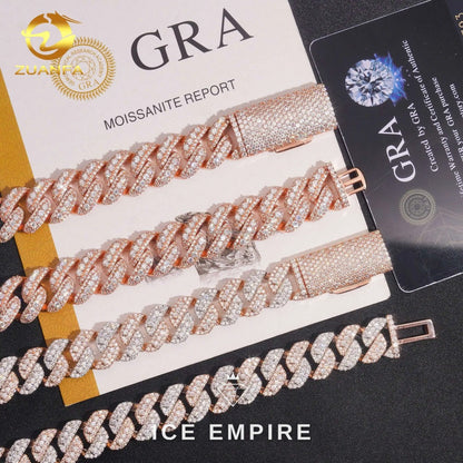 Iced Out Rose Gold Moissanite Cuban Chain