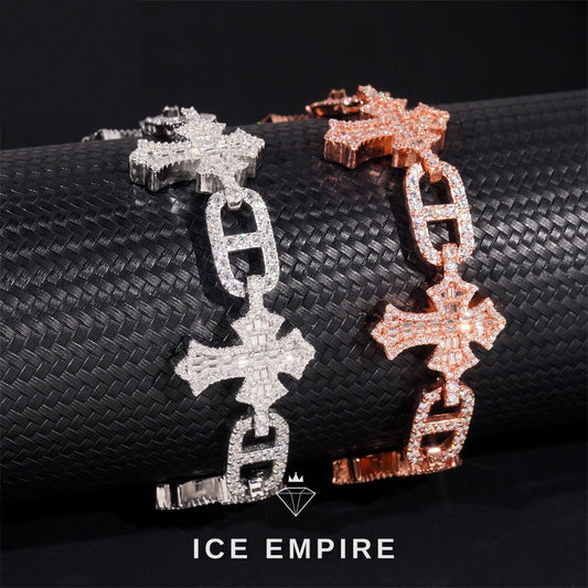 Iced Out Cross 925 Silver Moissanite Cuban Chain